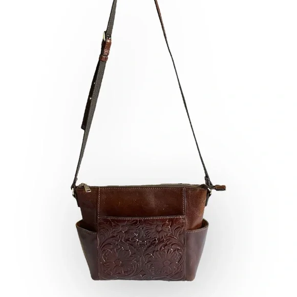 Patricia Nash AVELEY TOTE British Tan Tooled Leather Purse Bag - Picture 3 of 12